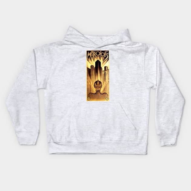 Metropolis - MOVIE POSTER - Retro - Vintage Kids Hoodie by Labonneepoque